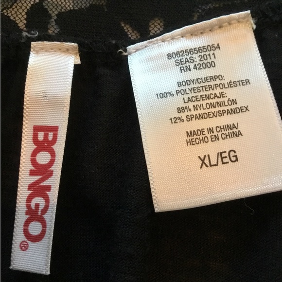 BONGO LONG VEST Black open front lace back size XL 100% polyester liteweight. - Picture 6 of 6